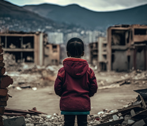 Kind im Erdbebengebiet